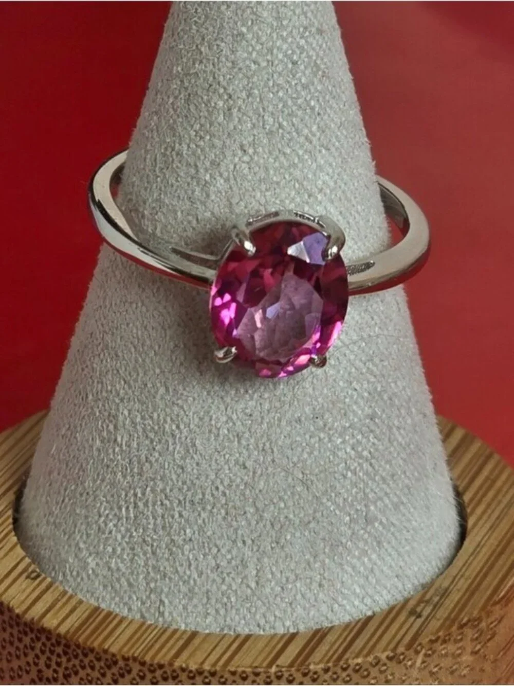925 Sterling Silver Ring with Natural Pink Topaz  Gem